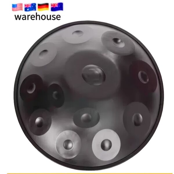 54740bb0-ed27-4e20-9078-4667fcac119c.jpg Handcrafted 12-Tone Black Handpan Drum - Durable Stainless Steel, Perfect for Beginners, with Clear & Loud Sound Tones, Includes Carrying Case