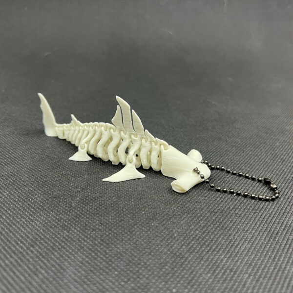 3D Printed Shark Skeleton Keychain - Flexible Joints, White Bag Charm | Bead Chain | Intricate Design | Gift Accessory