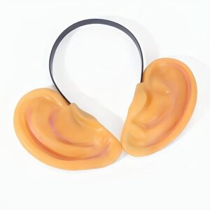 Halloween Novelty Carrot Nose & Pig Ear Headbands - Vinyl Demon Horn Hair Accessories, Street Style, Plastic, Red & Yellow with White Bands, Fun Performance Props, Halloween Decorations