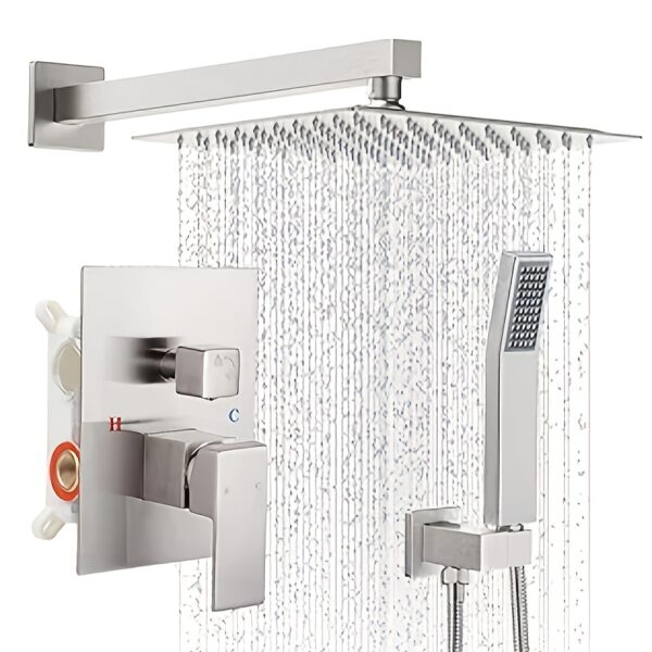 560ef103-737c-4247-8ebf-550aee28f7ac.jpg Shower Faucet Set, Rainfall Shower System with Rain Shower Head And Handle Set, Wall Mounted Shower Fixtures, Full Metal Trim Repair Kit 10 Inch