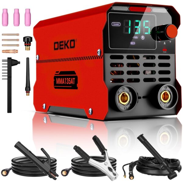 56c4fe75-9017-458f-92a7-21b170fefd8d_1600x1600.jpeg.format.jpg DEKOPRO 135AMP MMA 2-in-1 Lightweight Stick/Lift TIG Welder, Welding Machine Kit with IGBT, Digital LCD Display, Multi-Function Welder for Flux Cored Wire, Cast lron, Stainless Steel, Mild Steel, Square Pipe, Sheet Metal, Metal cage, Gifts for Men