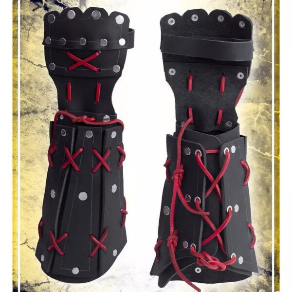 56ce6f58c13644d8ac8d6846fd33859f-goods.jpeg Medieval Knight Gauntlets - Retro Long Gloves with Adjustable Straps, Black & Red Accents, Durable Faux Leather Arm Guards for Cosplay, Carnival, Themed Parties - Cool & Stylish Medieval Armor Design, Medieval Accessories, Carnival Costume, Steampunk Style, Metallic Accents, Cosplay Enthusiasts