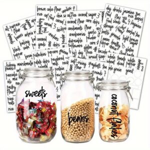 Self-Adhesive Kitchen Pantry Labels - Chalkboard-Style Plastic Stickers for Spices, Grains & Snacks Organization - Clear Cursive Font, Durable Home Decor Stickers for Cabinets & Shelves