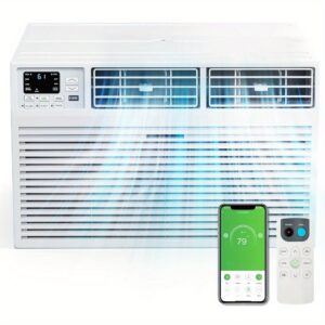 Smart 12000 BTU Window Air Conditioner with WiFi, Window AC Unit with Remote & App Control, Timer Function & Easy Install Kit, for Rooms up to 550 Square Feet, White