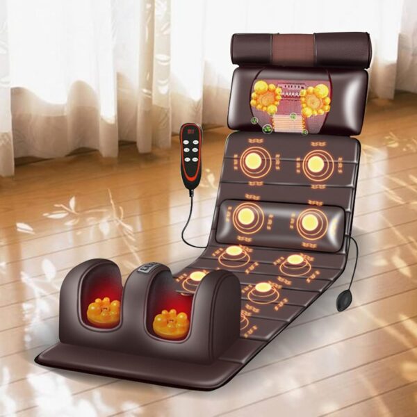 5 in 1 intelligent full body massage cushion, shoulder, neck, waist, back, legs full coverage massage, using leather fabrics, removable neck massage pillow, zoning fixed-point heat massage, the best gift for your family - foldable storage