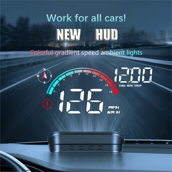 Universal Car HUD Head-Up Display with Sun Visor Integration, Multifunctional, GPS, Auto Dimming, Speed, Clock, Driving Time, AB Distance, Car Accessories, Practical Christmas Gift, Perfect Driving Experience!, Car Head Up Display, Car Display, Car Hud Display