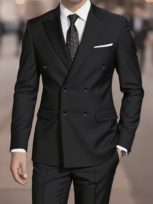 58810867-4e21-43dd-95e9-b73791c2ea21.jpg Men'S Double-Breasted Suit - Business Casual Party Suit with Notch Lapel, Solid Color, Regular Fit, All-Season Versatile for Office & Formal Events, Formal Attire, Sophisticated Style, Classic Design, Durable Fabric, Stylish Blazer, Professional Attire, Elegant Blazer, Highquality Material, Young Professionals