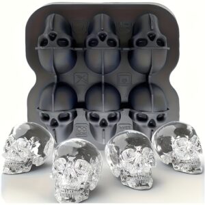 1pc Skull-Shaped Ice Cube Mold, BPA-Free Silicone Ice Tray, Spooky Skeleton Ice Balls for Soft Drinks, Coffee, Soda, Kitchen & Restaurant Party Home Accessory, Ideal for Christmas & Halloween Decor