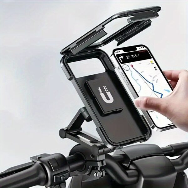 Motorcycle and bicycle waterproof phone holder, made of ABS material, magnetic design, retractable for rainy day riding navigation seat cushion, an excellent gift for Father's Day and Christmas