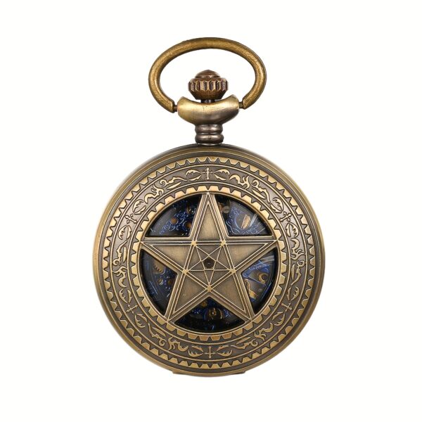 Vintage Automatic Mechanical Pocket Watch with Hollow Five-Pointed Star Case, Roman Numeral Dial, Alloy Case & Case, Self-Winding Movement, Battery-Powered, Ideal for Men'S Fashion & Gifts (Christmas, Valentine'S Day, Father'S Day), Vintage Watches, Gift Item, Classic Design, Intricate Detailing, Men'S Fashion Accessory, Classic Style, Classic Craftsmanship, Holiday Shoppers