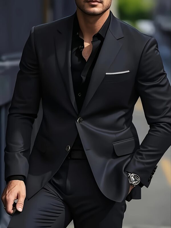 [Classic Black Suit Jacket] Classic Black Suit Jacket - Durable Fabric, Sophisticated Style for Weddings, Interviews, Business Casual - All-Season Versatile Office & Formal Wear
