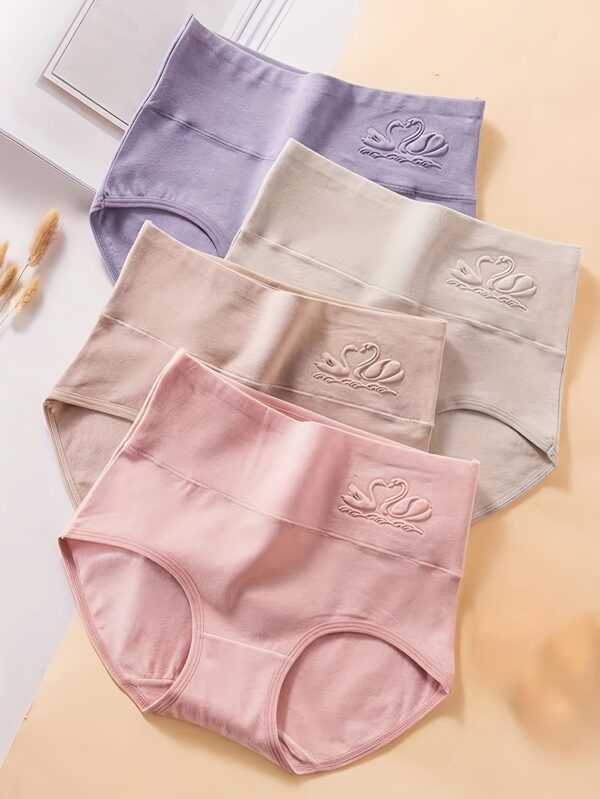 4pcs Women'S High Waist Seamless Underwear, Simple And Comfortable Breathable Elastic Solid Color Underwear, Pure Color Design, Comfortable Fit