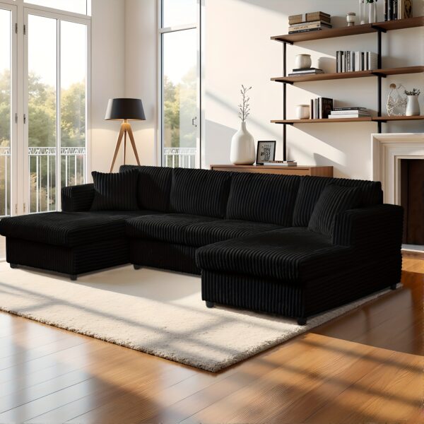 4 Seater Oversized Modular Sectional Sofa, U Shaped Extra Large Corduroy With Double Chaises