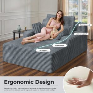 Large Corduroy Floor Sofa with Pillows - Oversized Lounge Sofa with Plush Upholstery, Deep Cushions, And Armrests, Ultra-Soft Large Couch for Relaxation, Living Room, Or Bedroom