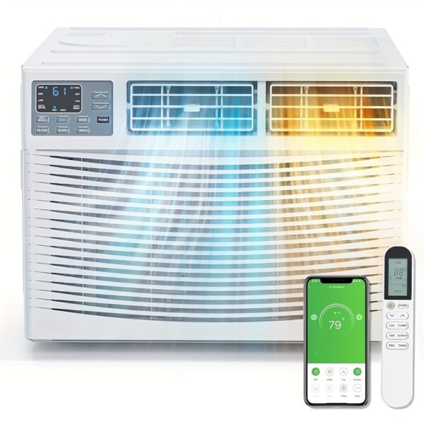 5bb6cb88-4f85-48d0-a164-82dd61677cb0.jpg 12000 BTU Window Air Conditioner with Heat, Window AC Unit & Heater Combo with APP & Voice Smart Control, Timer Function & Easy Installation Kit, White