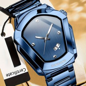 BINBOND Men'S Mechanical Watch - Automatic winding, Large Analog Dial with Date Window, Stainless Steel Case & Bracelet, Mechanical Movement for Everyday & Formal Events - Ideal Christmas, Birthday, Anniversary Gift for Him - Non-High Quality Dress Watch, Formal Timepiece, Stylish Accessory, Elegant Timepiece, Without Battery, Rhombus Dial, Back-to-School Season College Student Watch, Watche For Men High Quality, Automatic Watche For Men