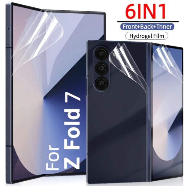 2+2+2 Full Coverage HD Hydrogel Tempered Glass Screen Protector for Samsung Galaxy Z Fold 7/6/5/4/3 - Includes 2 Inner Screens, 2 Outer Screens & 2 Back Films