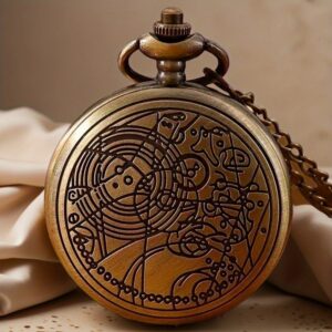 5cb3764009ba4e8398ef5f2dda638c25-goods.jpeg 1pc Vintage Zinc Alloy Clamshell Pocket Watch for Men - Quartz Movement, Roman Numerals & Celtic Knotwork Design, Unique Halloween Christmas Birthday Gift