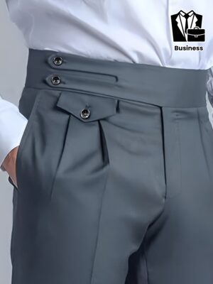 Men's Slim-Fit Light Business Formal Trousers - Mid-Rise Regular Length Solid Color with Button Closure, Machine Washable All-Season Dress Pants for Weddings, Parties & Professional Events, Wedding Attire, Nonstretch Fabric, Durable Trouser Construction