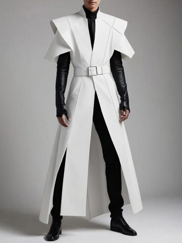 INCERUN Men's Asymmetrical Stand Collar Jacket with Adjustable Buckle & Split Hem - Lightweight Streetwear Hippy Style Vest, Machine Washable All-Season Casual Outerwear