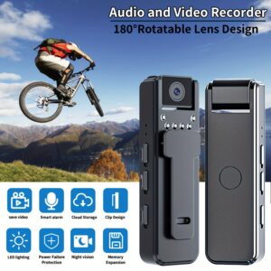 5e417b89-1489-4534-a1eb-4aeb92317c60.jpg 6-Hour 1080P HD Body Camera with 180° Rotating Lens & Night Vision - USB Rechargeable (36V) Portable Body Worn Camcorder for Travel, Sports, Outdoor Activities - Black, Adventure Gear, Sleek Design, Durable Construction