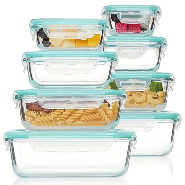 4/8pcs Glass Preservation Box Set, Food Storage Container with Sealed Lid, Glass Lunch Box for Home Kitchen And Office Lunch, Multi-color Sealed Lunch Container, Microwave Oven, Oven, Refrigerator, And Dishwasher.