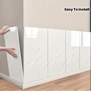 20pcs 3D Self-Adhesive Wall Stickers - Thick Vinyl Marble Pattern Film, Waterproof and Dustproof, Glossy Finish, Suitable for Kitchen Backsplash, Bathroom, Living Room, Bedroom, Warehouse Renovation (Gray/White) Kitchen Wallpaper, Modern Design, Easy to Install, Home Makeover, Stylish Backsplash, Dustproof Surface, Ready-to-Use Interior Designer