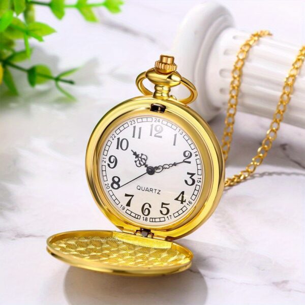 1pc-Men'S Golden Bad Watch: Vintage Analog Quartz Arabian Time Scale Knitted Chain True Love Pocket Watch Men Valentine'S Day Father'S Day Christmas Jewelry Gift, Perfect Birthday Gift for Father, Husband, Boyfriend, Men