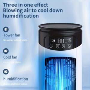 3-in-1 Portable Air Conditioner, Fan & USB Humidifier - with Digital Display, Ultra-Cold Mist Cooling, Quiet Operation, USB-Powered Portable AC for Home, Office, Bedroom, Living Room - Compact Personal Cooling Fan & Humidifier in One - Ideal Gift for Hot Flights/Small Spaces - Durable Plastic Construction, Sleek Design, Efficient Misting, Office Workers
