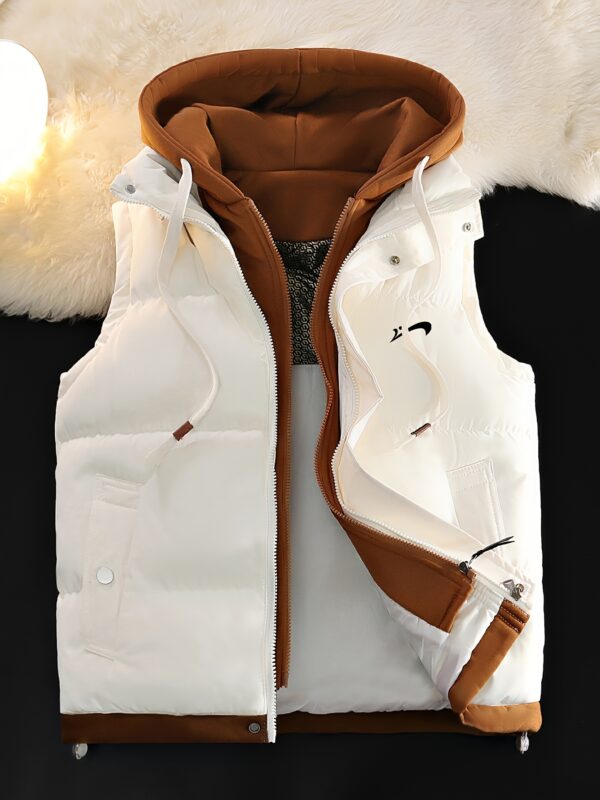 618973d4-9398-4039-ba57-930d092cc5be.jpg Men'S Winter Padded Hooded Vest - Warm Sleeveless Jacket with Multiple Pockets, Zip-Up Design, and Contrast Binding, Perfect for Casual Outdoor Activities, Multiple Colors Available, Casual Wear Vest | Functional Pockets | Jacket, Thick
