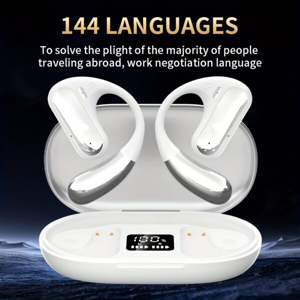 Menzluio Ai Translation Headset, Bone Conducting Wireless Headset, Real-time Translation In 144 Languages, 6 Mics Intelligent Noise Cancellation, Real-time Translation Of Meeting Notes, Touch Control, Deep Bass, HD Voice - Perfect For Running And Exercise, Business, Music And Phone Calls