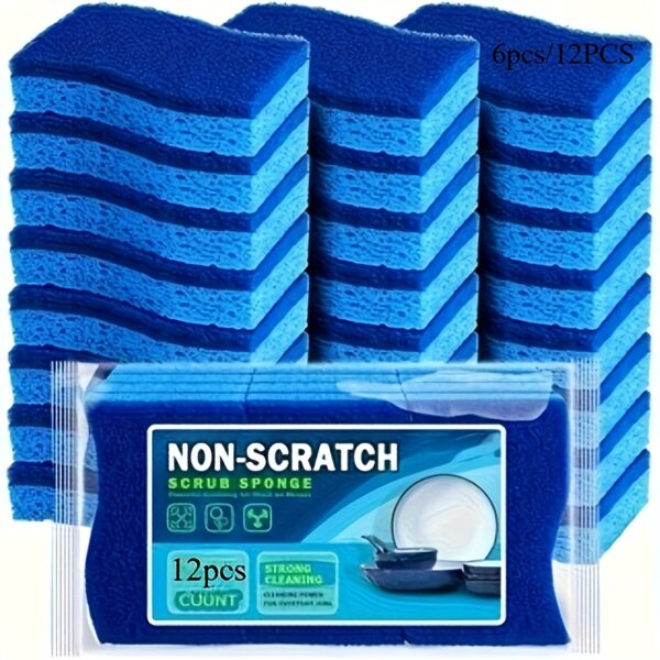 Scratch-Free Cleaning Sponge, Suitable for Dishwashing, Cleaning Sponge, Quick Cleaning Without Scratches, Can Handle Stubborn Dirt, Strong Daily Cleaning Power, Very Suitable for Use in The Kitchen And Dining Table