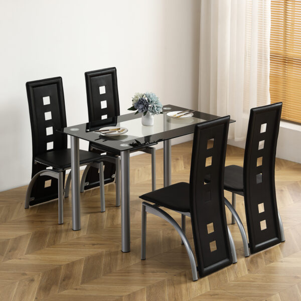 Modern Minimalist Dining Table - Space-Saving Compact design, Heavy-Duty Stainless Steel Legs & Tempered Glass Top, Easy Assembly for Small Spaces, Apartments, Home Offices - Seats 4 Adults (Table Only - Chairs Not Included), Apartment Furniture, Contemporary Furniture, Highquality Materials, Functional Furniture, Urban Dwellers