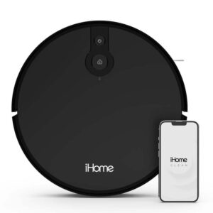 iHome AutoVac Eclipse Robot Vacuum - Alexa Compatible, Mapping Technology, 2200 PA Ultra Strong Suction, 120 Min Runtime, App Connectivity & Remote Control - iHRV10Y-BLK