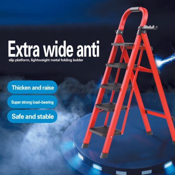 3/4/5-step Portable Ladder with A Load Capacity Of 450 Pounds, Sturdy And Durable, with A Handle to Fold The Ladder, Easy Fold And Store, Lightweight, Suitable for Home, RV, Office, And Outdoor Use, Office Equipment, Home Improvement Tool, Lightweight Ladder, Spacesaving Ladder, Heavyduty Ladder, Highcapacity Ladder, Multipurpose Ladder, Safety Ladder, Rv Travelers, DIY Enthusiasts