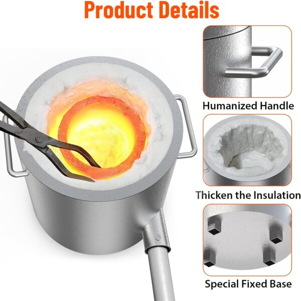 Metal Melting Furnace, 6kg Metal Melting Furnace Kit, with Crucible And Copper, A Complete Household Casting Kit for Scrap Metal Recovery, Golden, Silvery, Copper, And Aluminum Smelting And Refining, Metal Melting Tools