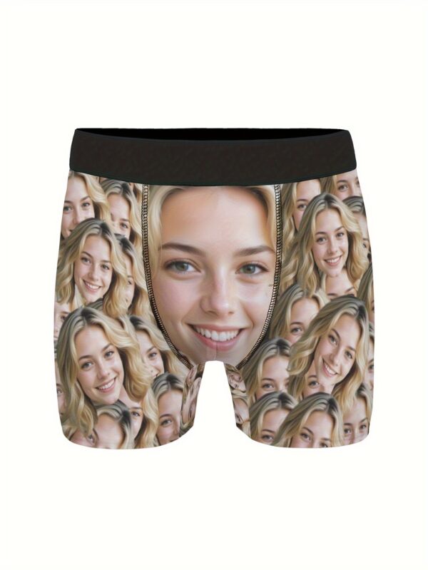 [Custom Photo Boxer Briefs] Personalized Face Design Custom Photo Men's Boxer Briefs - Soft Breathable Fabric, 4-Corner Briefs for Him, Boyfriend, Husband - Valentine's Day, Anniversary, Casual Attire - Unique Gift for Partner, Stylish Comfortable Fit