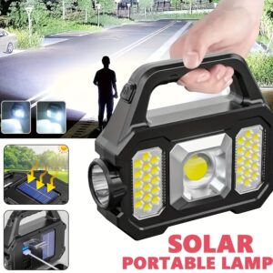 High-power Solar Multifunctional Outdoor Work Light, Long Distance LED Flashlight, C-type Rechargeable Searchlight, COB Emergency Outdoor Camping Super Bright