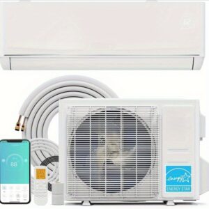18000 BTU Smart Mini Split AC/ Heating System with Inverter & APP Control, 23 SEER2 Ductless Split Air Conditioner with Pre-Charged Condenser, Heat Pump & Installation Kit, Perfect for bedrooms, living room, kitchen, rv, commercial space 208/ 230V
