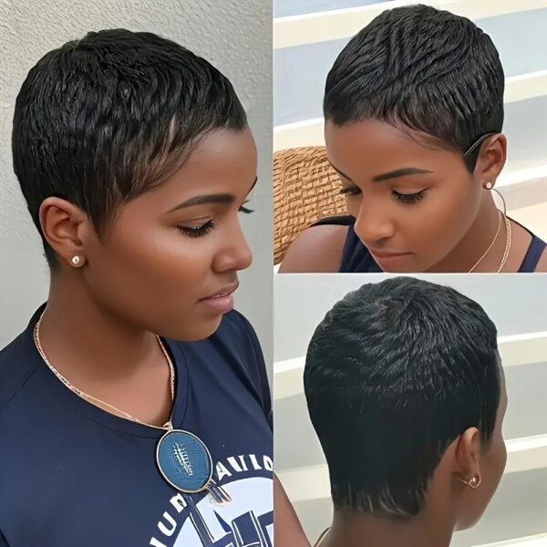 Women'S Short Fairy Hairstyle Wig - 150% Density Brazilian Virgin Human Hair, Mechanism Rose Net Cap, No Glue, Easy To Wear, Suitable For Beginners, Daily Headwear, Elegant Hairstyle, Quick Style Transformation, Exclusive For Fashion Enthusiasts