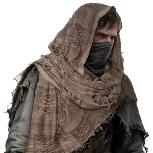Unisex Vintage Four-season Beggar Style Hanging Beard Shawl, Fashionable And Versatile Casual Scarf Decorative Accessory, Sand Dune Costume, Desert Hooded Shawl Scarf, Medieval Viking Half-cloak, Renaissance Clothing, Without Battery