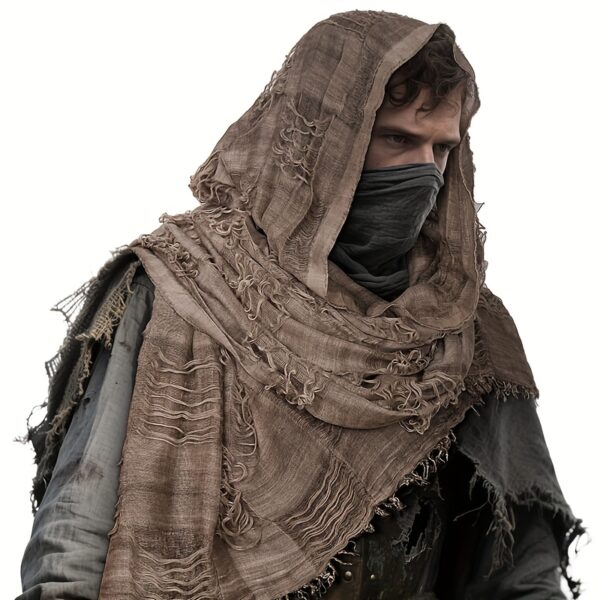 67ed60c7-389d-49b2-912e-7aa2aee1f27c.jpg Unisex Vintage Four-season Beggar Style Hanging Beard Shawl, Fashionable And Versatile Casual Scarf Decorative Accessory, Sand Dune Costume, Desert Hooded Shawl Scarf, Medieval Viking Half-cloak, Renaissance Clothing, Without Battery