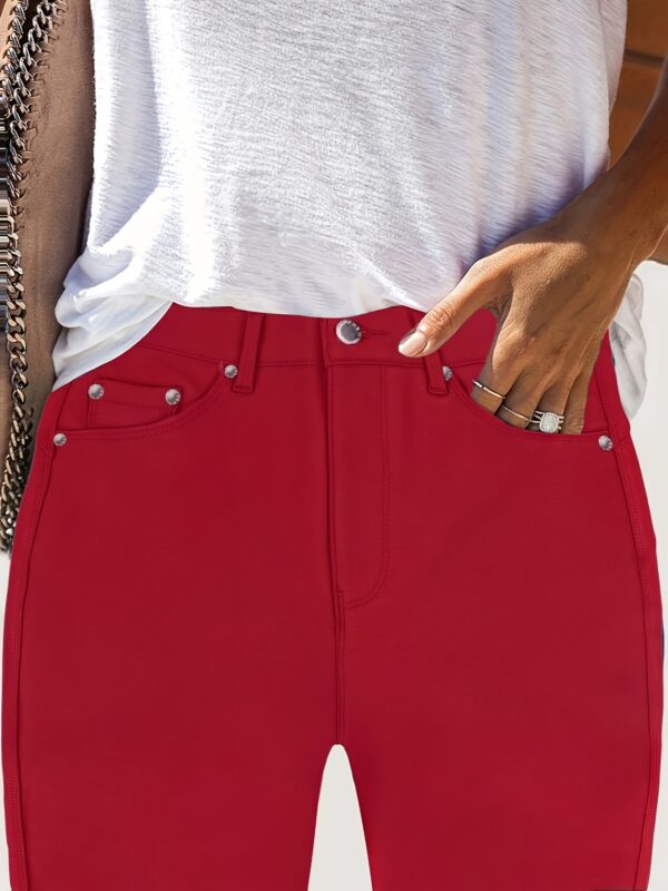 Women'S Slim Fit Stretch Jeans - 9/10 Length Ankle-Length with Belt Loops & Pockets, Solid Color Streetwear Style, All-Season Comfort Stretch Fabric, Classic Blue Wash for Casual & Semi-Formal Outfits (Casual Attire) - Versatile Women'S Fashion Pants, Petite Jeans for Women, Jeans for Women High Waist Baggy Barrel, Baggy Jeans Women Plus Size, Jeans with Elastic Waist for Women, Mom Jeans for Women High Waist, Comfortable Bottoms, Stylish Trousers, Durable Material, Quality Stitching