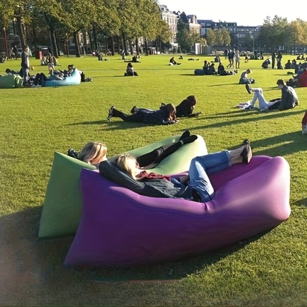 1-Person Inflatable Lounge Chair/Bed/Air Sofa - Heavy-Duty Portable Outdoor Cushion with Quick-Inflate Valve, Lightweight & Compact for Camping, Beach, Backyard, Travel - Includes Storage Bag (Blue/Red/Color Options) - Ideal for Adults & Teens, Inflatable Furniture, Festival Lounging, Contemporary Beachwear, Sturdy Construction