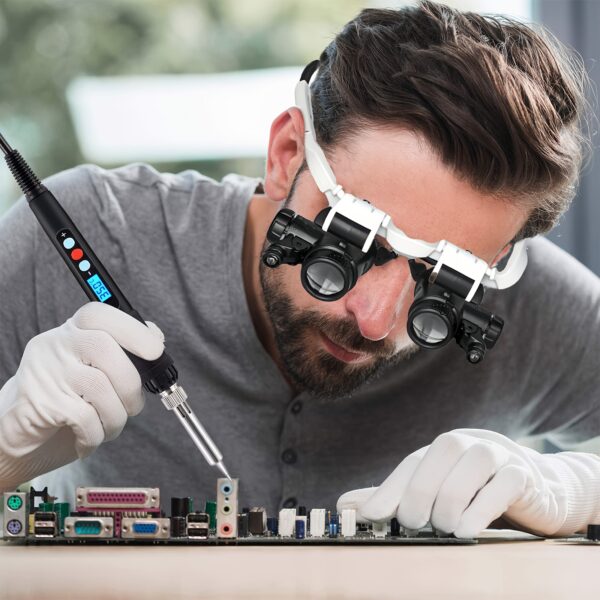 68b4692b-debf-4f76-b366-8dbf65540e9f.jpg 2LED Magnifying Glass With Light Handsfree Foldable 8x 15x 23x Dual Head Precision Design Magnifying Glass With Light Handsfree For Crafts Adjustable Ear Rest Magnifying Glass With Light Handsfree For Reading Electronic Repair And Precision Work Tool