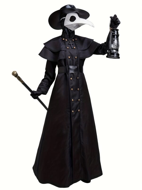 Halloween Adult Medieval Steampunk-style European And American Plague Doctor Costume, Crow Long-billed Bird Human Costume, Six-piece Set