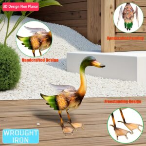 6966ce2d-a3e8-4fa7-b0cf-cfd2f897765b.jpg 1pc Rustic Metal Duck Statue - 13.6x12.6 Inch Handcrafted Iron Garden Sculpture with Vibrant Orange & Green Feathers, Freestanding Outdoor Yard Decor for Garden, Patio, Lawn, Porch - Perfect for Weddings, Mother'S Day Gifts, Duck Lovers, Duck Decor, Patio Accent Piece, Natural Setting Accent, Detailed Feather Design, Weatherresistant Art, Decorative Figurine, Home Decorators, Wedding Decoration, Artistic Figurine, Durable Material, Animal Figurine, Gift Shoppers, Home Decor