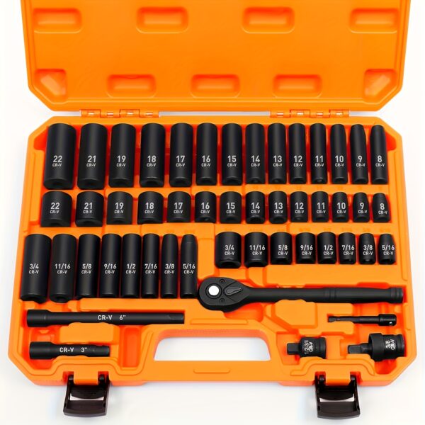 46/53/50pcs Of Chrome Vanadium Steel Impact Sleeve Tool Set, 1/4 Inch Drive, Professional Automotive Master Tool Kit - A High-Quality Tool Set Suitable for Cars, Bicycles, Motorcycles, And Home Maintenance, One-Stop Solution, Motorcycle Maintenance, Bicycle Repair Tools, Heavyduty Construction, Longlasting Durability, Precision Engineered, Car Mechanics, DIY Enthusiasts