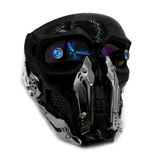 [Cyber Punk Mask] RGB Color-Changing LED Eyes Cyber Punk Mask - Mechanical Futuristic Face Cover for Halloween, Cosplay, Raves & Costume Parties - Adjustable Breathable Design