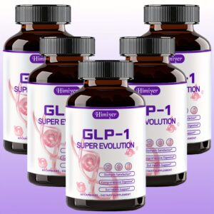 5 Bottles for Better for Yourself, 5pcs GLP-1 SUPER EVOLUTION Capsules, 60 CAPSULES Per Bottle - DIETARY SUPPLEMENT, Hops Flower Extract, Eriocitrin, Green Tea Leaf Extract, The Light Purple Is More Beautiful